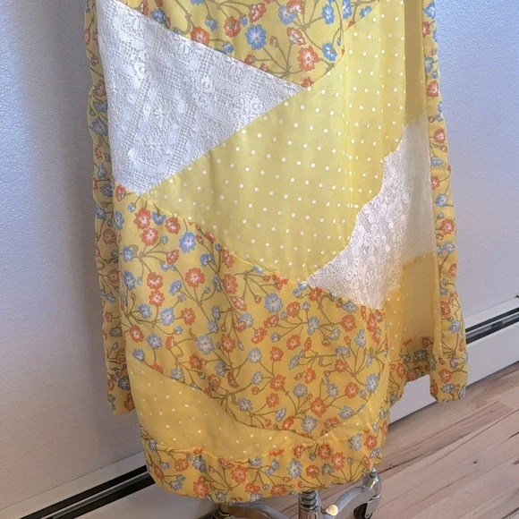 v i n t a g e Chessa Davis Maxi Skirt Polka Dot Lace Floral S or M - Picture 4 of 13
